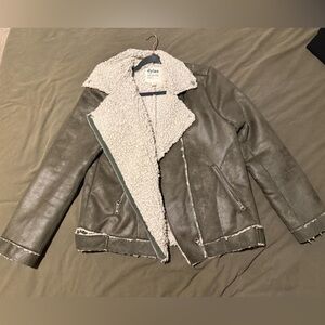 Dylan Olive Teddy Jacket with Cream Lining